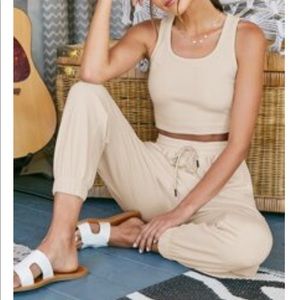 Solid tank top and drawstring waist